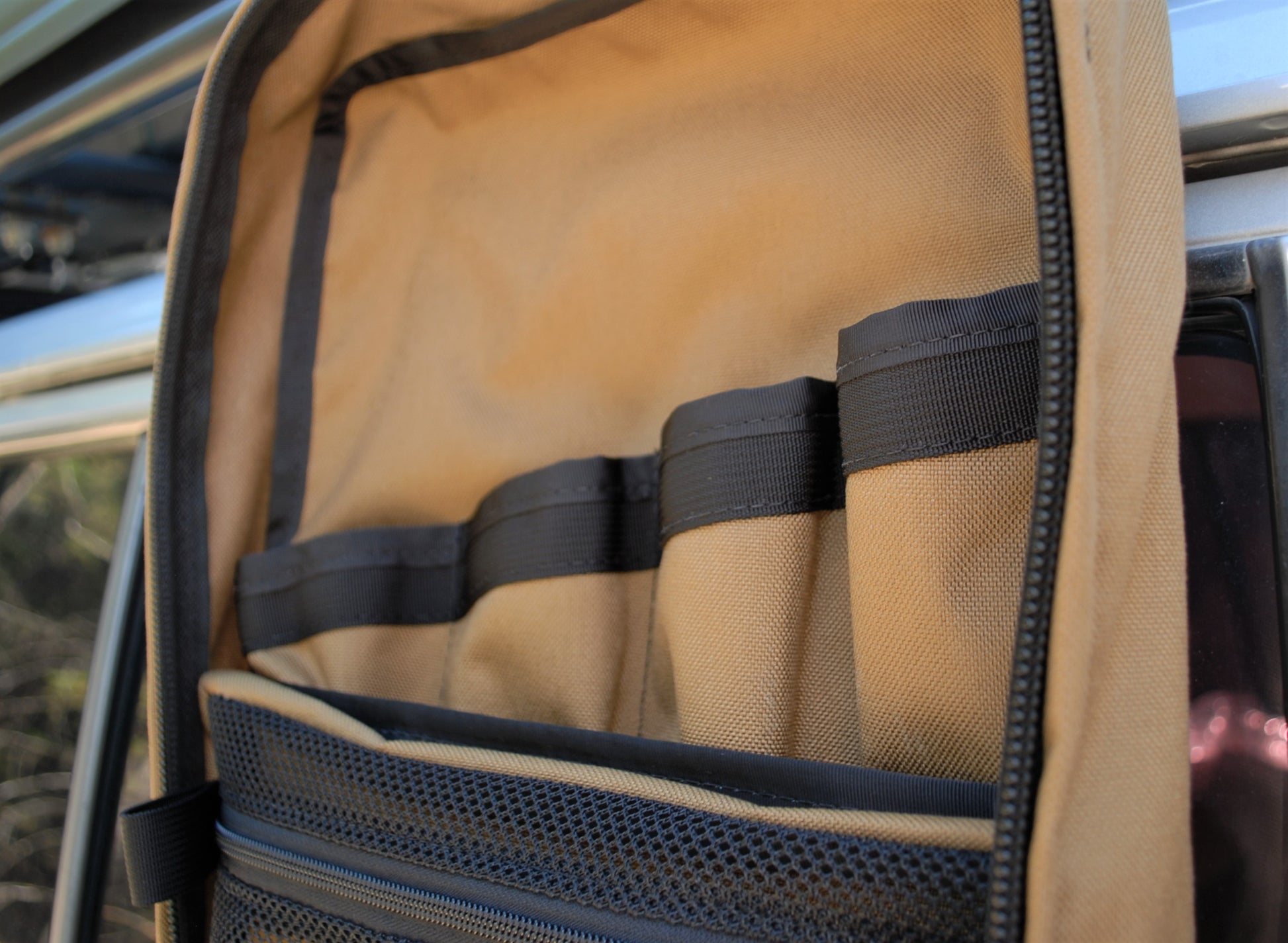 Handmade in Colorado USA, Camp Kitchen, Kitchen Bag, Interior, Tan