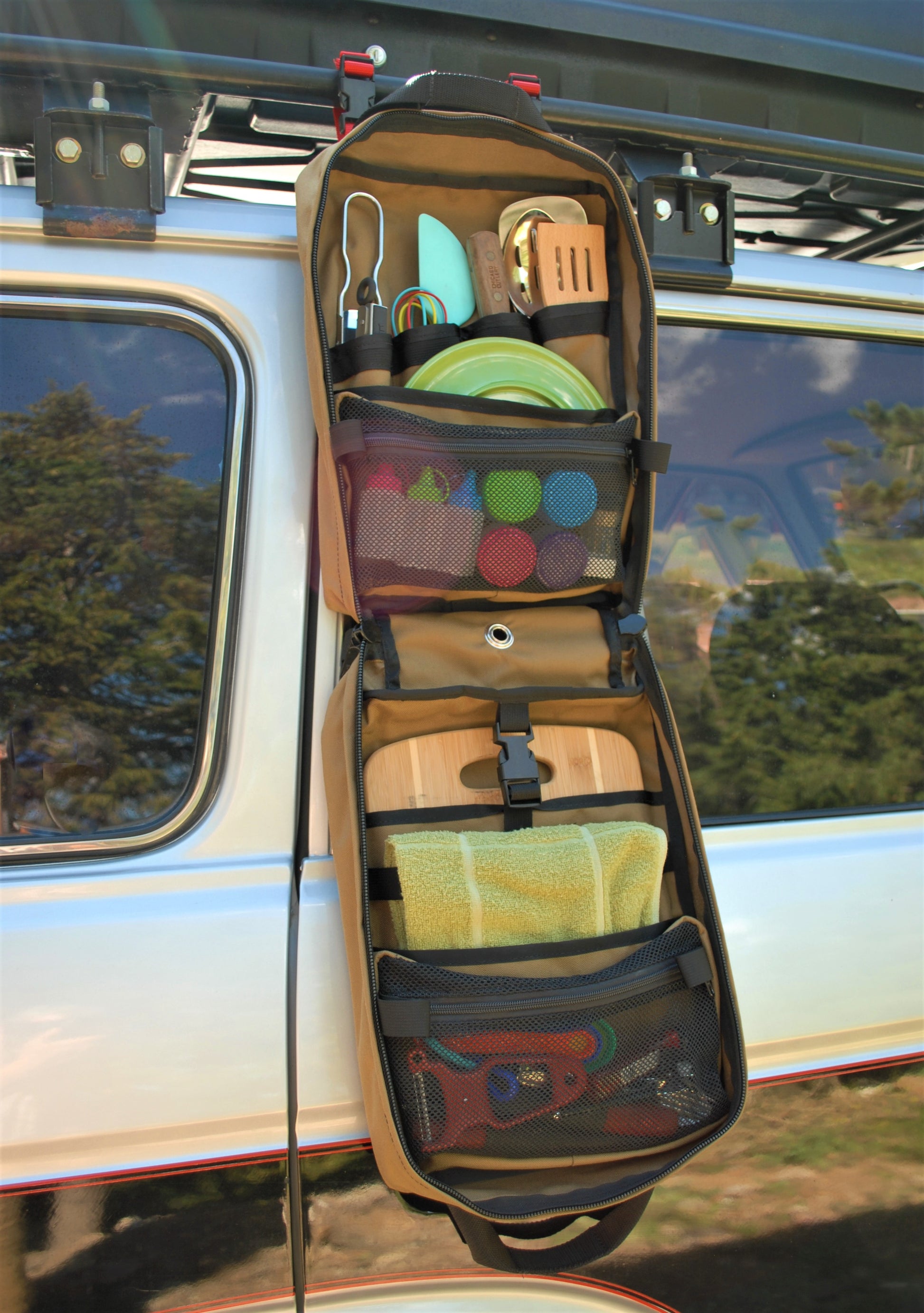 Handmade in Colorado USA, Camp Kitchen, Kitchen Bag, Camping, Tan