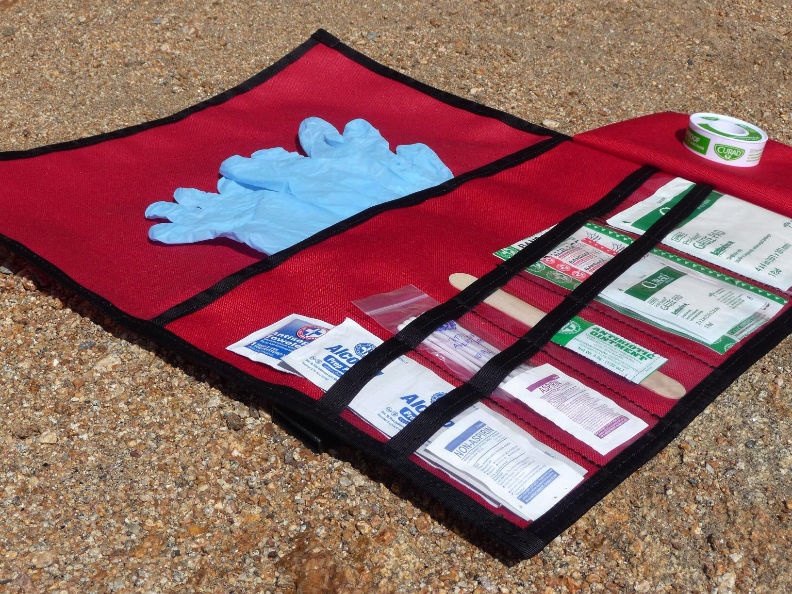 Handmade in Colorado USA, First Aid Kit, FirstAidRoll, Red