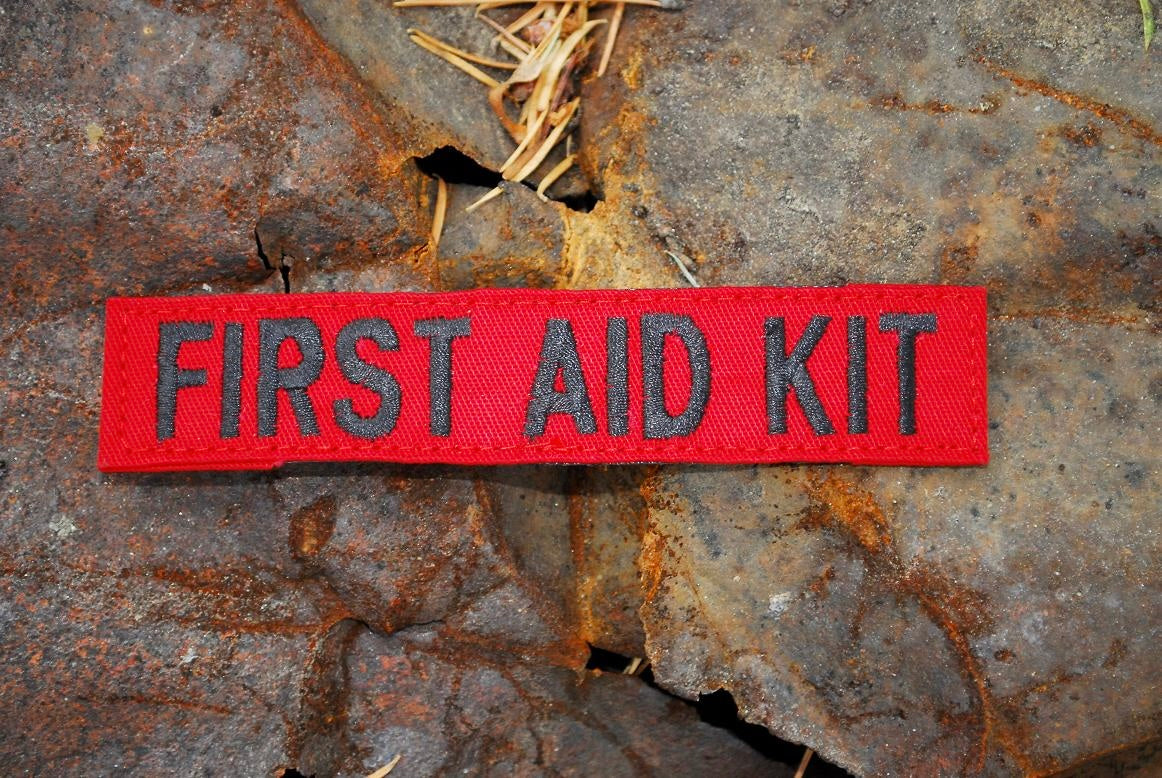 Made in USA, First Aid Kit Name Tape, Red