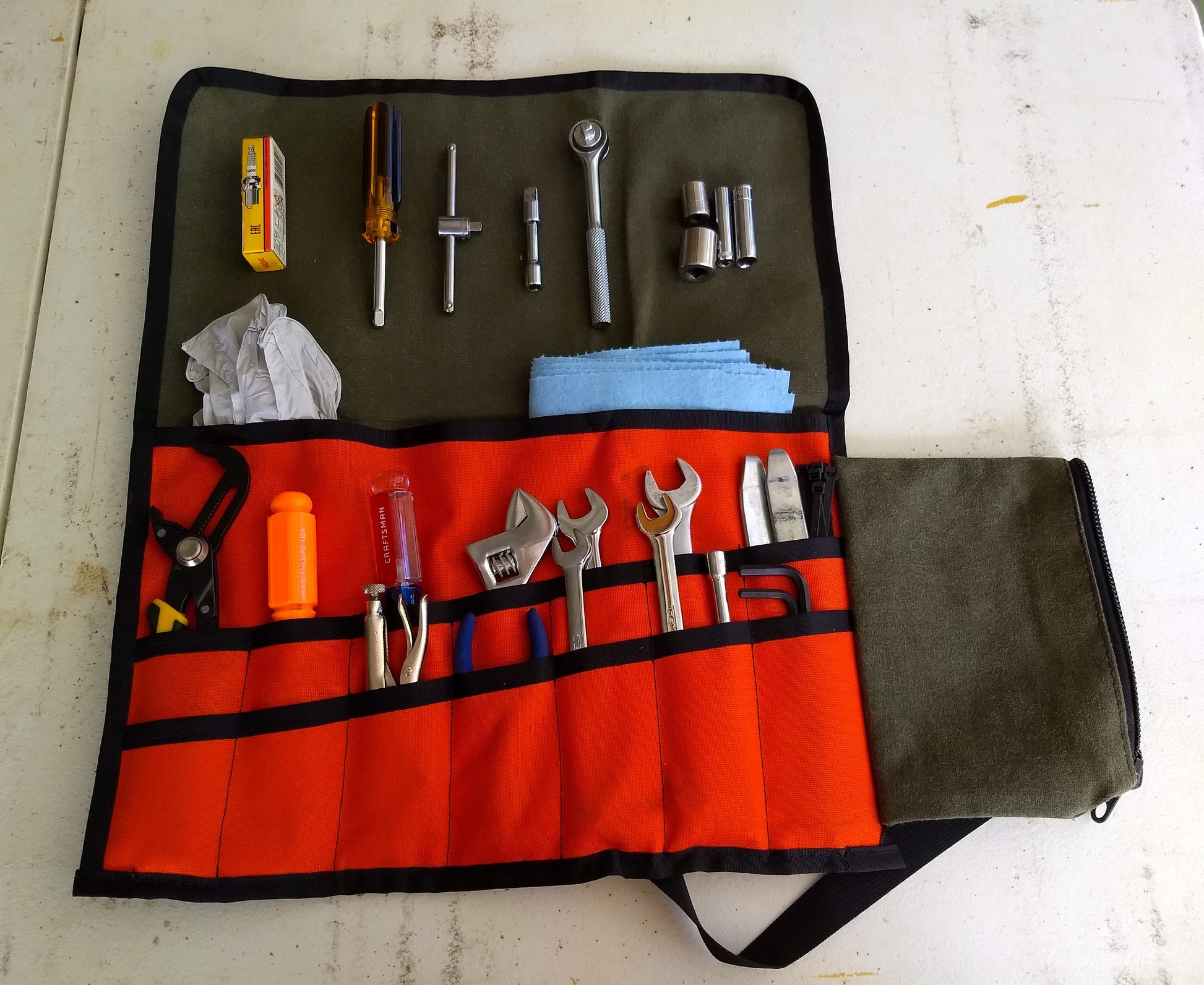 Handmade in Colorado USA, Small Tool Roll, SportRoll, Green Canvas