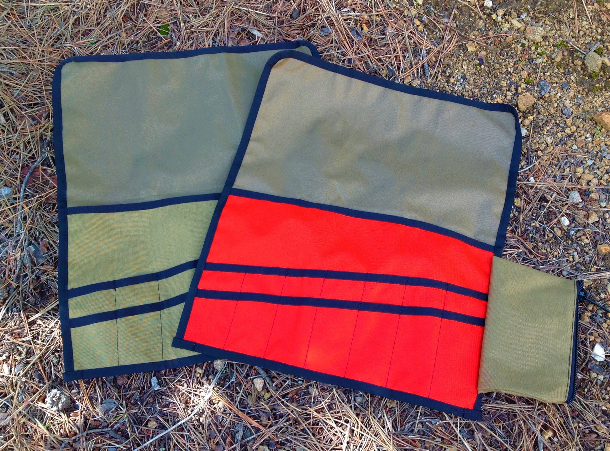 Handmade in Colorado USA, Small Tool Roll, SportRoll, Tan and Orange Nylon