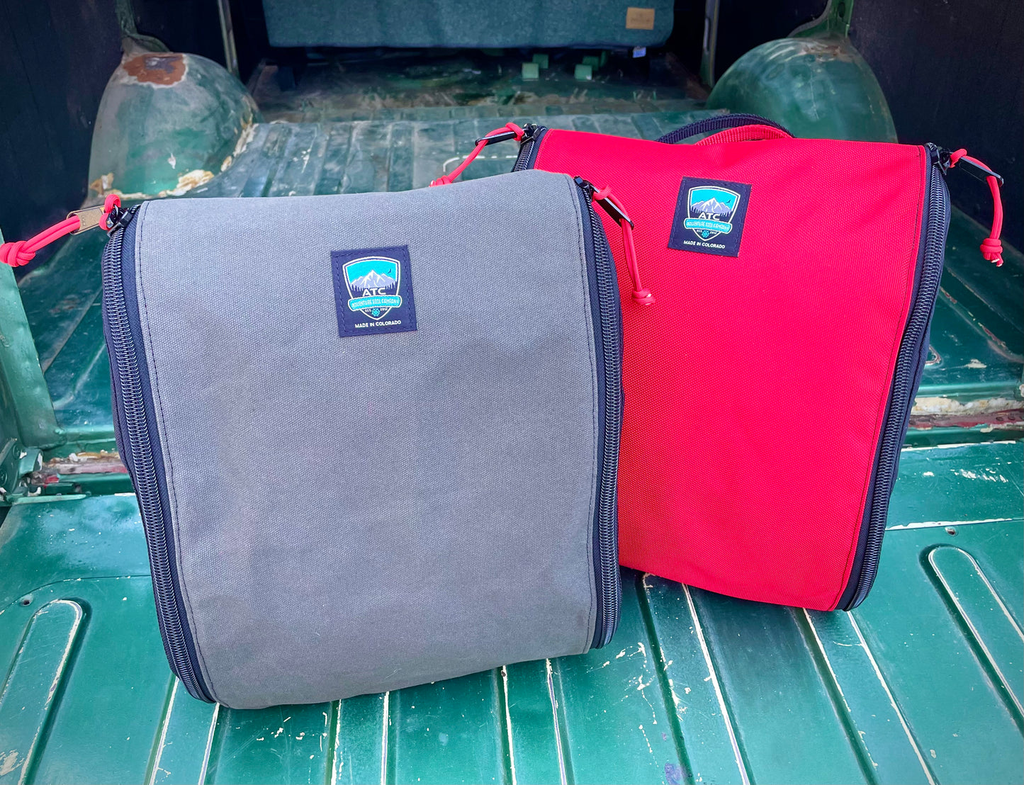 andmade in Colorado USA, Recovery Bag for Winch Equipment, Green Premium Canvas and Red 1680 Ballistic Nylon