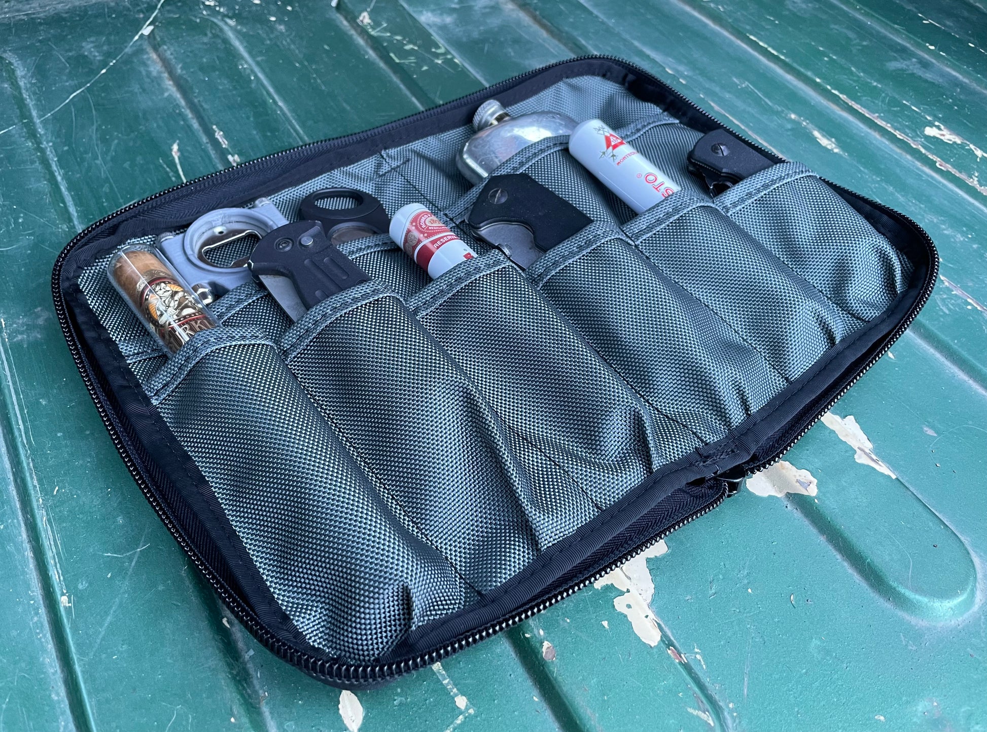 Handmade in Colorado USA, The Mini Small Tool Organizer for Vehicles, Gray 1680 Ballistic Nylon