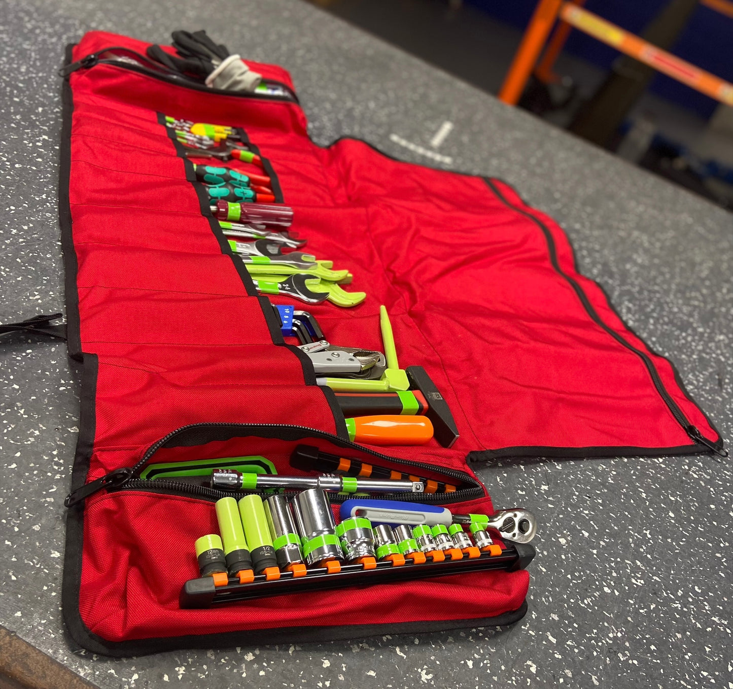 Handmade in Colorado USA, ShopRoll, large tool roll, Red