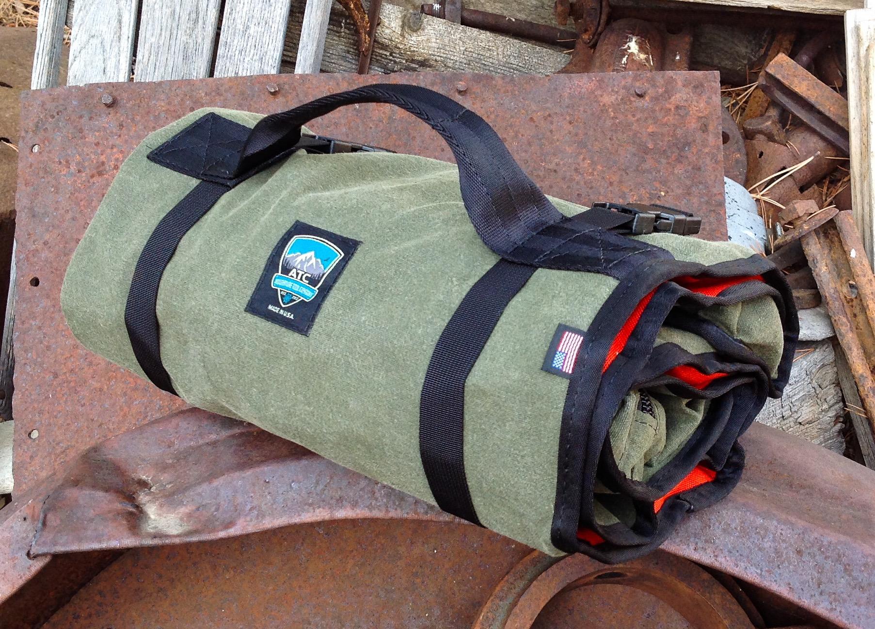 Handmade in Colorado USA, ShopRoll, large tool roll, Green Waxed Canvas