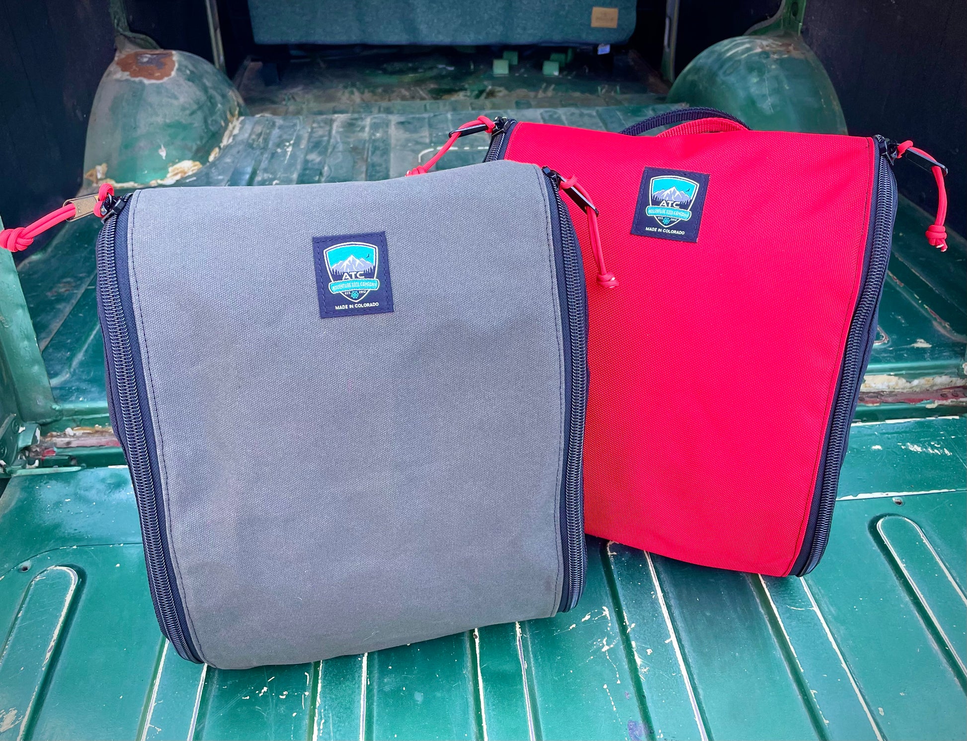 andmade in Colorado USA, Recovery Bag for Winch Equipment, Green Premium Canvas and Red 1680 Ballistic Nylon