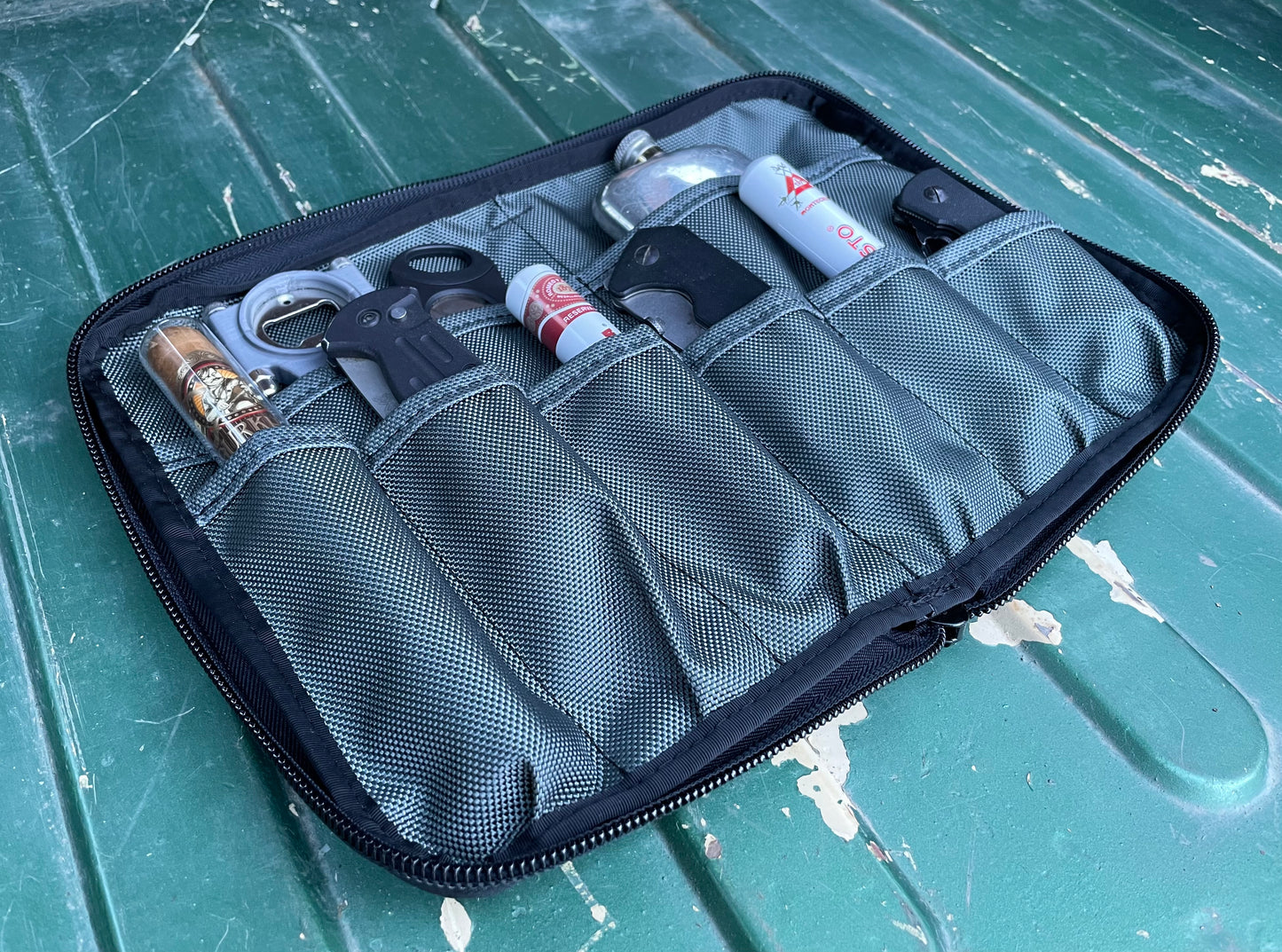 Handmade in Colorado USA, The Mini Small Tool Organizer for Vehicles, Gray 1680 Ballistic Nylon